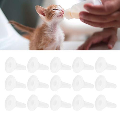 Pet Feeding Bottle Nipples, Silicone Safety Soft Nurse Feeder Nipple Replacement for Dog Puppy Cat, Pack of 15