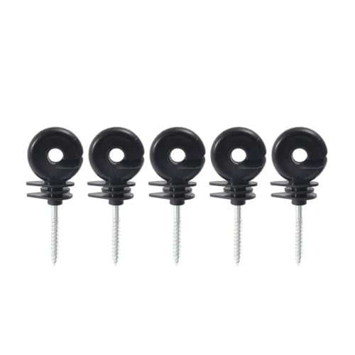 Electric Fencing Ring Insulators Electric Fence Insulators Self Tapping Nails Wood Post Temperature Resistant Screw-in Insulator for Farm(5PCS) - size: 5PCS