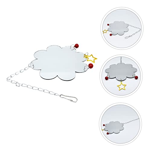 VANZACK Chicken Mirror Toy Bell Acrylic Hanging PET Accessory for Chickens and Birds One-Sided Reflective Surface for Coop and Brooder Enrichment