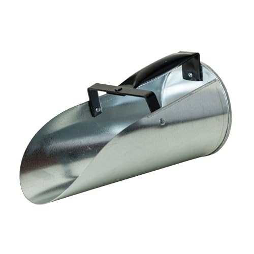 FARM-TUFF Galvanized Livestock Feed Scoop, 2qt Capacity - Metal Grain & Seed Scoop with Enclosed Easy-Grip Handle, Flat Base & Rust-Resistant Design for Poultry, Birds & Small Animals