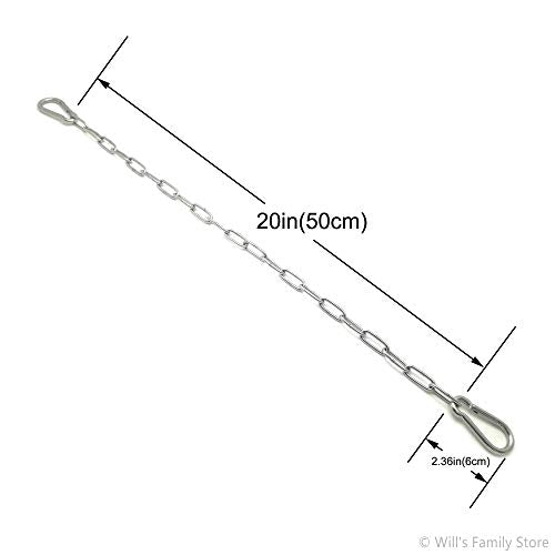 Will's Family Store 20 inch Stainless Steel Gate Chain with Carabiners Max 440 Pounds for Sheepfold and Poultry Pen 2 Pack - size: 2 pack