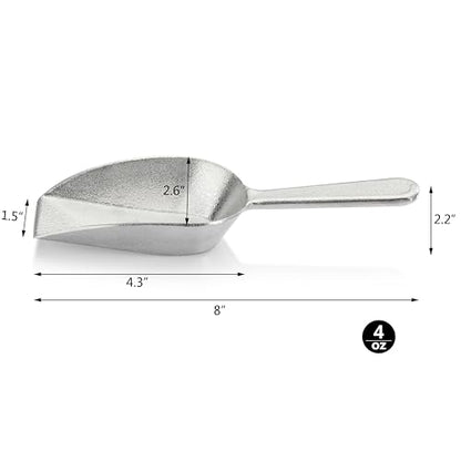 New Star Foodservice One-Piece Cast Aluminum Flat Bottom Bar Ice Flour Utility Scoop, 4-Ounce, Silver - size: 4-Ounce