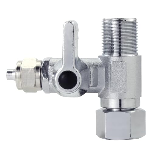 Brass 3/8" Comp x 1/4" Tee Angle Ball Valve | Water supply adapter for water purifiers, reverse osmosis filters, coffee makers & ice makers. - style: M3/8 * F3/8 to 1/4 Tube