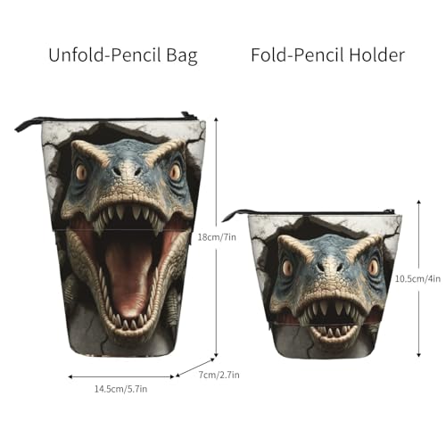 Dinosaur Kids Standing Pencil Case Girls Boys Telescopic Stationary Pouch with Zipper Large Capacity Stand up Pen Bag Portable Makeup Holder for Children School Students Office Supplies - color: Dinosaur