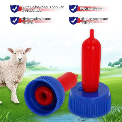 20-PCS Goat Nipples Nipple Soft Rubber Pacifier for Feeding Pup Foal Calf Small Animal Screw On Sprite Coke Soda Bottle (Blue) - color: blue