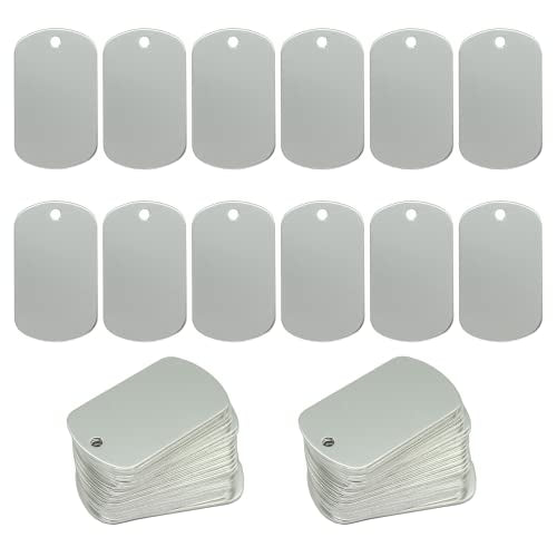 StayMax 100 Pack Anodized Aluminum Engraving Blank Tags Stamping Blanks (Silver) - color: Silver