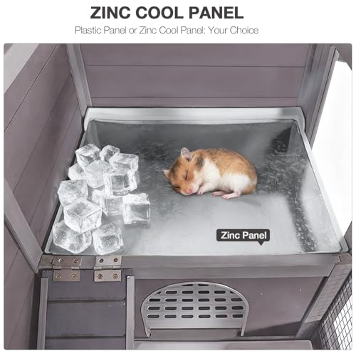 Wooden Guinea Pig Cages Indoor with Plastic Floor and Pull Out Tray, Two-Story Rabbit Cage with Anti-Chewing Ramp, Bunny Hutch with Detachable Stand, Small Animals Cage Habitat (Grey) - color: Grey