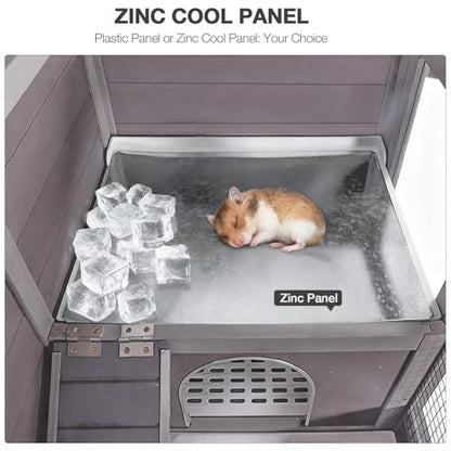 Wooden Guinea Pig Cages Indoor with Plastic Floor and Pull Out Tray, Two-Story Rabbit Cage with Anti-Chewing Ramp, Bunny Hutch with Detachable Stand, Small Animals Cage Habitat (Grey) - color: Grey
