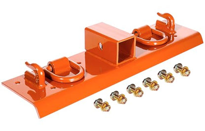 Bonbo Tractor Grab Hooks Compatible with Kubota Tractors - Bolted on Compact Tractor Bucket Grab Hooks with D Rings and 2" Receiver, Orange