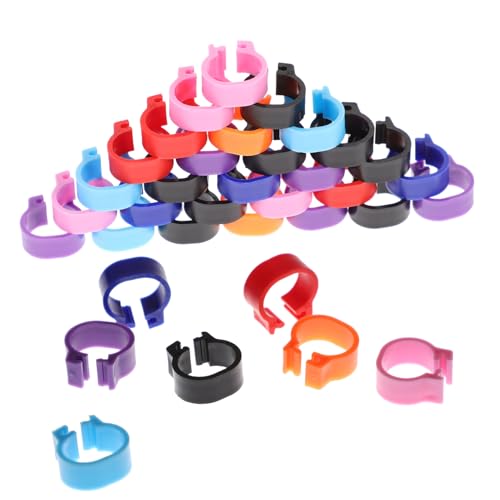 MERRYHAPY 100pcs Colorful Foot Ring Bands for Pigeon Dove Chickens Sturdy Bird Clip-on Leg Rings Large Size Identification Tags for Poultry