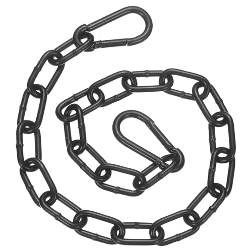 PATIKIL Gate Chain Lock, 19 in x 4mm Chain Dia Alloy Steel Hanging Chain Lock with 2 Open Clasps for Stall Barn Fence Gate Hammock Swing Punching Bags Sandbag Yoga Gym, Black - size: 16inch x 4mm