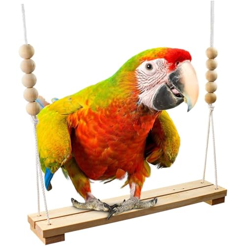 Chicken Swing Toy for Coop Safe Wooden Accessories Large Perch Ladder for Poultry Run Rooster Hens Chicks Pet Parrots Stress Relief for Birds Swings