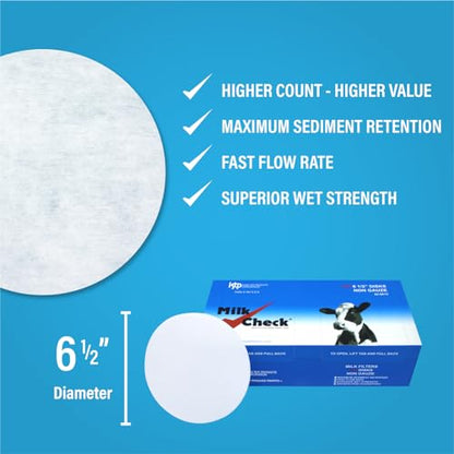 Milk Check 6.5" Disk Filter Non-Gauze (300 Filters) - Since 1944