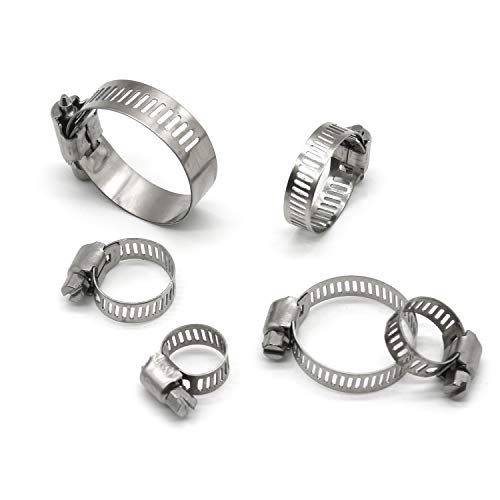 ZIPCCI Hose Clamp, 12 Pack Stainless Steel Worm Gear fuel line hose clamps, 21-38mm (3/4-1-1/2 inch) - size: 21-38mm