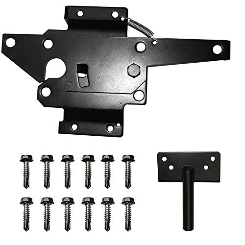 ZEKOO Stainless Steel Gate Hardware Kit, Self Closing Gate Hinges and Latch, Rust Proof, Use for Vinyl Fence Gate and Wood Fences Gate, Heavy Duty 2 Gate Latches 4 Gate Hinges (Black) - color: Black Two Set