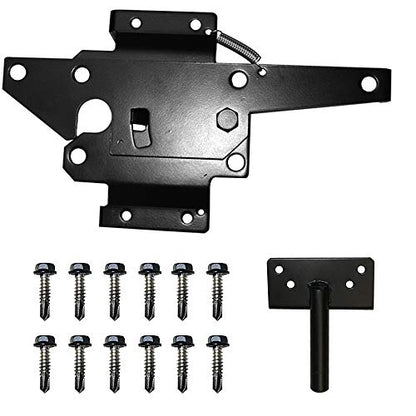 ZEKOO Stainless Steel Gate Hardware Kit, Self Closing Gate Hinges and Latch, Rust Proof, Use for Vinyl Fence Gate and Wood Fences Gate, Heavy Duty 2 Gate Latches 4 Gate Hinges (Black) - color: Black Two Set