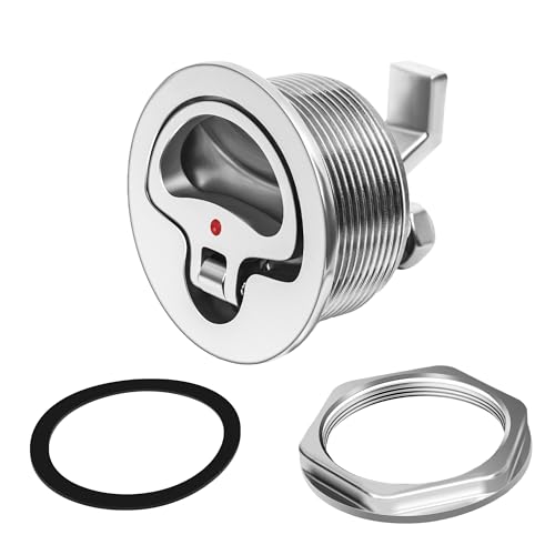 Flush Mount Latch Fits 2-1/2" Hole,Non-Locking Surface-Mount Latch,316 Stainless Steel Boat Cam Latch