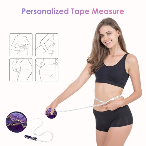 Sewing Tape Measure，Colour Printed Small Retractable Soft Measuring Tape for Tailor Cloth Fabric Body Measurements. - color: Purple Marble