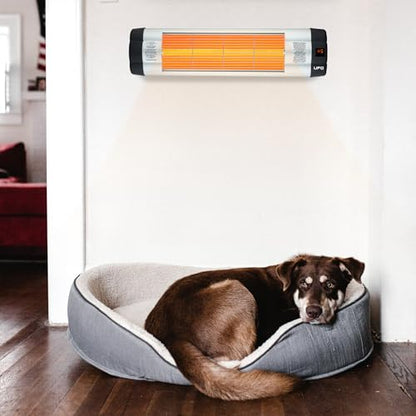 UFO UK-15 Electric Infrared Heater, Medium Wave Quartz Infrared Heating, Wall Mounted Heater with Remote Control, 5 Heat Levels, 1500W Indoor Space Heater, Silver (3-Pack)