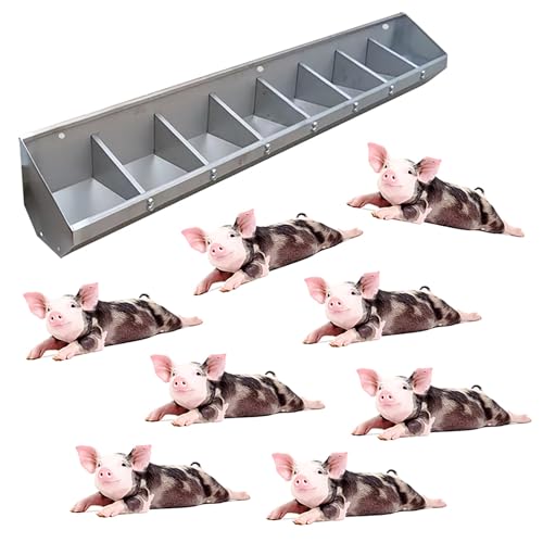2 3 4 5 6 7 8 Bit Weatherproof Pig Feeders and Waterers, Heavy Duty Pig Feeding Trough for Yard/Farm/Sheds Pen/Pasture, Stainless Steel Feed Poultry Troughs Large(2m/6.6ft - 8bit) - size: 2m/6.6ft - 8bit