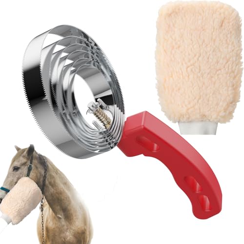 Curry Comb Kit, 6 Ring Curry Comb & Horse Grooming Mitts, Curry Comb Kit for Grooming Horses, Dogs, Goats, Cattle, Cow, Donkey Supplies - color: 6 Ring Curry Comb & Horse Grooming Mitts