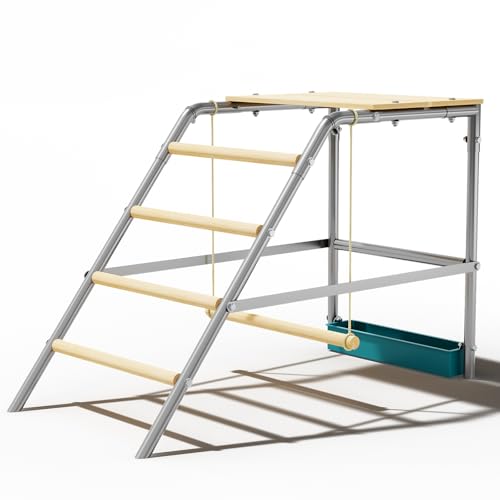 TrailBlaze Chicken Perch with Ladder, Swing & Food Box – Durable Non-Slip Roosting Bars for Coop, Promotes Healthy Activity, Easy Assembly & Cleaning, Outdoor Poultry House Accessory, Size: - size: 40"L x20"W x28"H