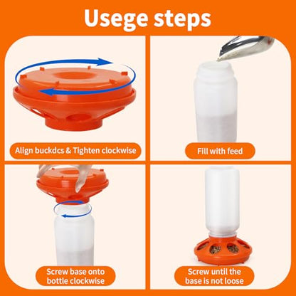 Chicken Feeder and Waterer Kit, 1L Feeder and 1.5L Waterer with 3 Heights Adjustable Legs,Poultry Feeder and Hanging Drinker No Spill/Waste for Chicken Coop, Ducks, Birds