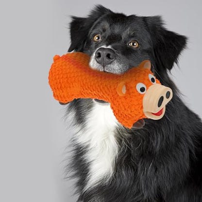Dog Chew Pig Shape Latex Sturdy Teething for Puppies and Large Dogs Orange Interactive Pet for Teeth Grinding and Biting Training