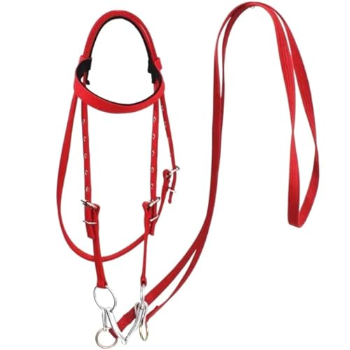 Cattle Halter Thickened Horse Halters Comfortable Three Colors Bridle Headband Adjustable Strap Durable Training Rope for Gentle Control Calves During Grooming - color: Red-S