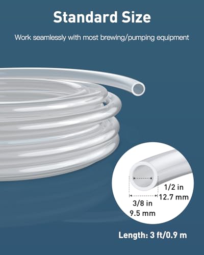 Pawfly 3 ft Food Grade Silicone Tubing, 3/8" ID x 1/2" OD, High Temp Pure Silicone Hose for Home Brewing Winemaking, Flexible Transparent Plastic Tubing, Silicone Pipe, Air Hose, Aquarium Tubing - size: 3 FT, style: 3/8" ID x 1/2" OD