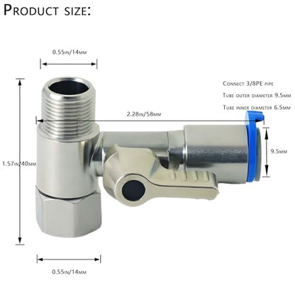 3/8" x 3/8" x 3/8" Tee Stop Valve, Stainless Steel RO Water Adapter | 1-Piece stainless tee valve for RO filters, coffee, ice makers & fridge water splitters. Durable, leak-proof connection. - style: 3/8*3/8*3/8Three-Way Ball Valve