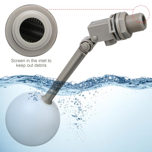 Cinnvoice 2 Pack 3/4" Float Valve for Water Tank with Adjustable Arm, Water Float Valve Ball for Automatic Shut off Livestock Waterer Pool