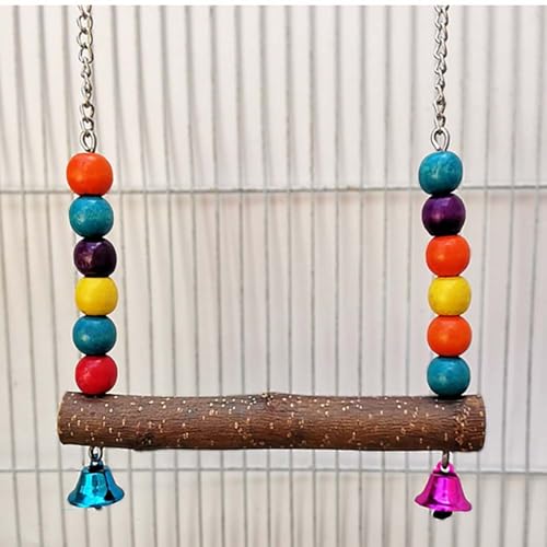 Bird Perch Toy, Natural Wooden Stand for Chick, Handmade Chicken Coop Swing for Training, Chicken Coop Accessories for Lovebird, Conure, Cockatiel, Parrot, Hens,Bird (L) - size: L