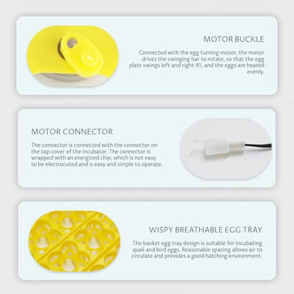 56 Egg Incubator, Automatic and Adjustable Egg Turning, Incubator for Chicken Eggs, for Hatching Poultry Chicken Duck Bird Quail (16.92x16.33x1.81 in Yellow 110V)