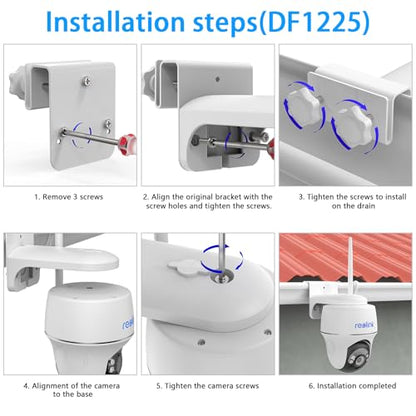 HOLACA Gutter Mount Bracket Compatible with Reolink Argus PT 3MP, Reolink Argus PT 4MP/2K, Reolink Argus PT 5MP/2K, Reolink Argus PT 4K/8MP, Reolink Go PT Ultra Security Camera and Reolink Solar Panel