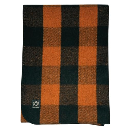 Arcturus Military Wool Blanket - Warm, Thick, Washable - Great for Outdoors, Camping, Stadium Blanket, Picnics, Travel - Car & Bushcraft Survival Kits - color: Orange Buffalo