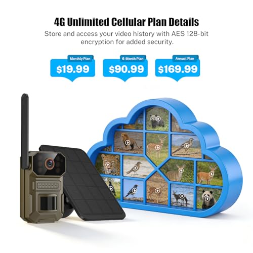 ClipBlur 4G LTE Cellular Trail Camera, Hunting Game Camera Wireless Outdoor | Solar-Powered, IR Night Vision, Motion Detection, IP66 Waterproof, SIM Card Included, 1080P, for Farms, Wildlife Monitoring