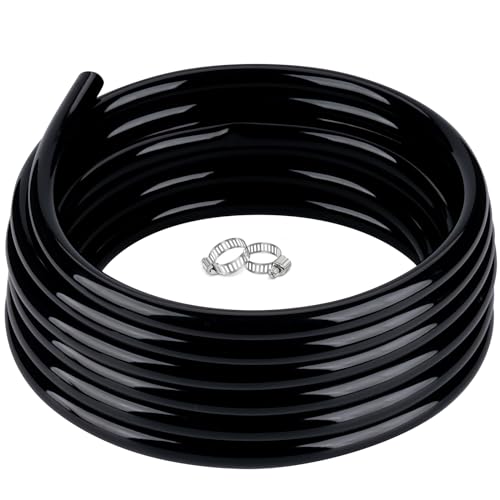 1/2" id - 100ft Black Vinyl Tubing Flexible PVC Tube Hybrid Hose Transfer Water Fuel Gas for Pond Fountain Garden Waterfall, Durable and Safe, with 2 Hose Clamps - size: 1/2" ID, style: 100 Feet