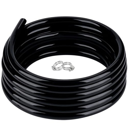3/8" id - 100ft Black Vinyl Tubing Flexible PVC Tube Hybrid Hose Transfer Water Fuel Gas for Pond Fountain Garden Waterfall, Durable and Safe, with 2 Hose Clamps - size: 3/8" ID, style: 100 Feet
