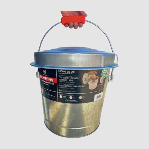 Behrens 6 Gallon Galvanized Steel Storage Can or Waste Bin w/Locking Lid & Handle (1 can, 1 Orange Grip) - size: 1 Bucket, style: 1 Grip