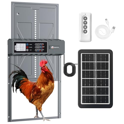 Automatic Chicken Coop Door Solar Powered with Timer, Remote Control, Anti-Pitch Aluminum Alloy Auto House Door for Chicken, Duck, Poultry, Weatherproof, Blue - color: Blue