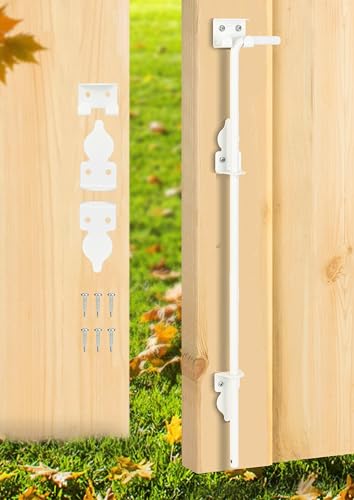 24" Heavy Duty Cane Bolt Gate Drop Rod Hardware Ground Latch for Wood PVC Vinyl Metal Fences Gates, Double Doors, White Solid Steel -1 Pack - size: 24 Inch