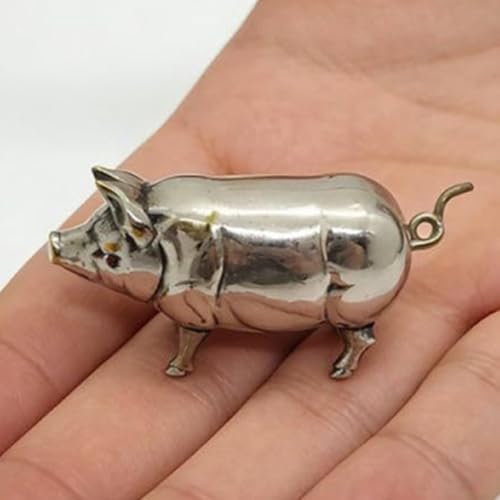 Pig Measuring Tape Antique-Inspired Pig Figurine for Mini Tape Measure Retractable Ruler for Tailors, Quilting, Crafts, Sewing Kit Accessory(15CM Silver 1PCS)