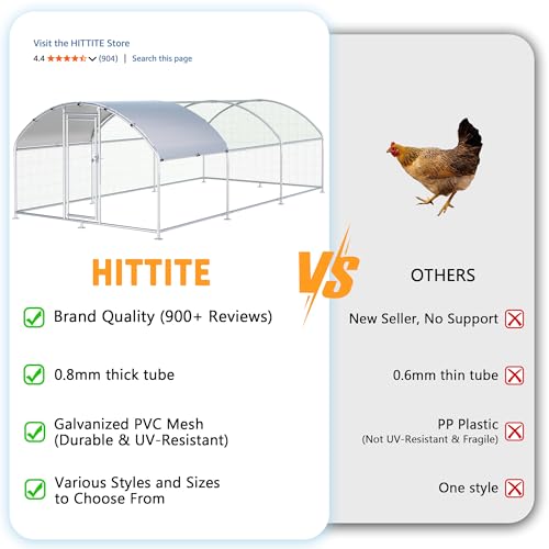 HITTITE Large Metal Chicken Coop with Run, 19.19 x 9.84 x 6.23 ft Walk in Poultry Cage Chicken Run Pen, Dome Roof Outdoor Chicken Runs for Yard with Waterproof & Anti-UV Cover - size: 230.0"L x 118.0"W x 74.7"H