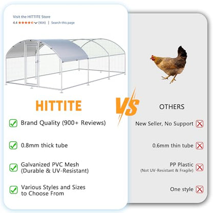 HITTITE Large Metal Chicken Coop with Run, 19.19 x 9.84 x 6.23 ft Walk in Poultry Cage Chicken Run Pen, Dome Roof Outdoor Chicken Runs for Yard with Waterproof & Anti-UV Cover - size: 230.0"L x 118.0"W x 74.7"H