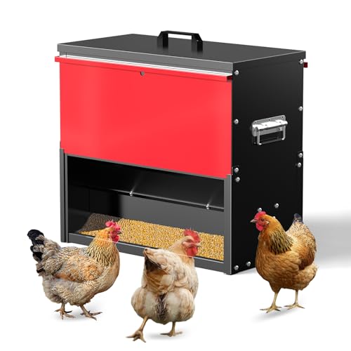 100lb Capacity Chicken Feeder, Metal Poultry Feeder, No Waste Waterproof Chicken Feeder, Suitable for Geese, Ducks, Turkeys, Quails - size: 100LB
