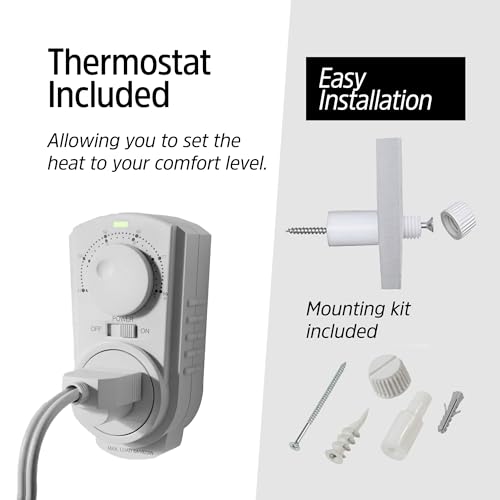EconoHome Convection Wall Heater with Thermostat - 250W Electric Wall Mounted Space Heater Panel - Updated Model, 120V - Heats Rooms up to 120 Sq Ft - size: 250W