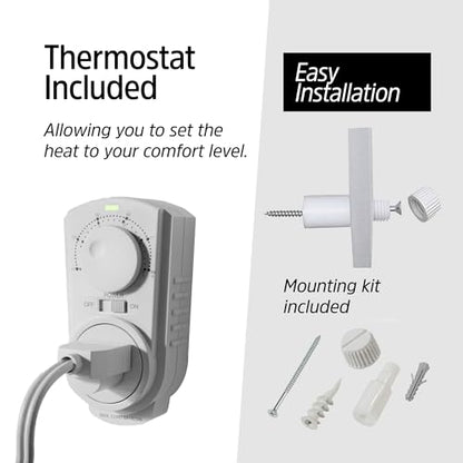 EconoHome Convection Wall Heater with Thermostat - 250W Electric Wall Mounted Space Heater Panel - Updated Model, 120V - Heats Rooms up to 120 Sq Ft - size: 250W