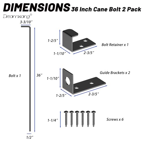 36" Heavy Duty Cane Bolt Gate Drop Rod Extra Thick Hardware Ground Latch for Wood PVC Vinyl Metal Fences Gates, Double Doors, Sliver Solid Steel - color: 36 Inch
