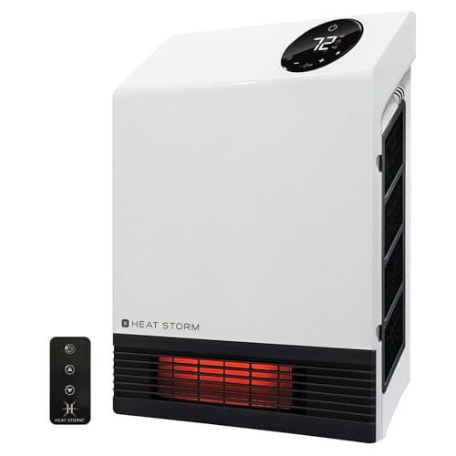 Heat Storm Deluxe Space 1000 Watt Infrared Wall Mount Electric Heater, White - color: White